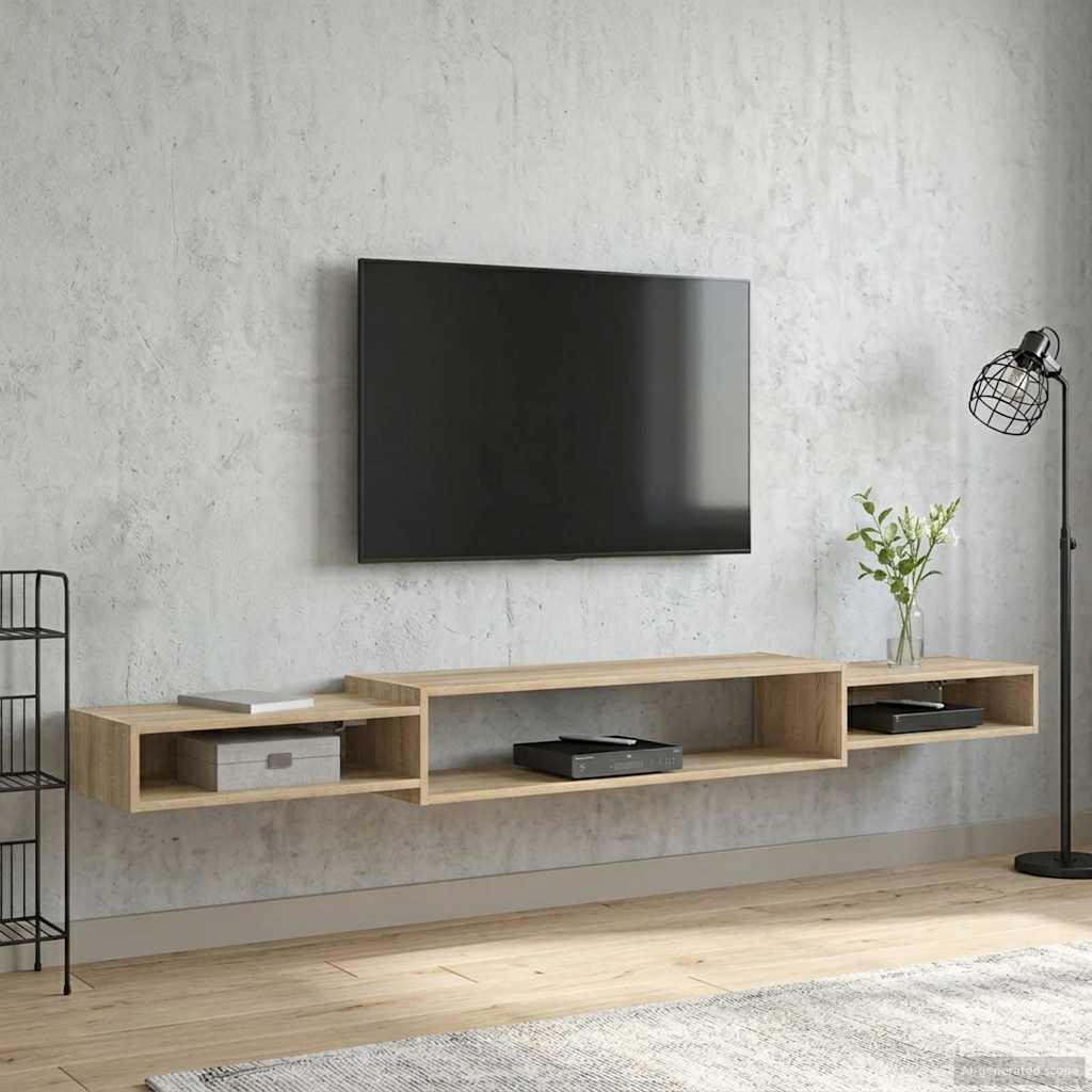 Nástěnná Tv Skříň Nástěnná Montáž Dub Sonoma 220 X 28 X 21 Cm