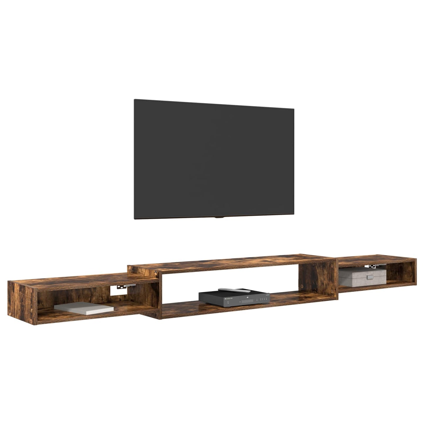 Nástěnná Tv Skříň Nástěnná Montáž Kouřový Dub 220 X 28 X 21 Cm