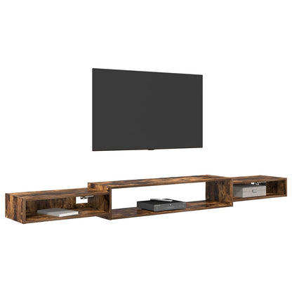 Nástěnná Tv Skříň Nástěnná Montáž Kouřový Dub 220 X 28 X 21 Cm