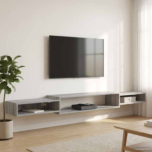Nástěnná Tv Skříň Nástěnná Montáž Šedý Sonoma 220 X 28 X 21 Cm