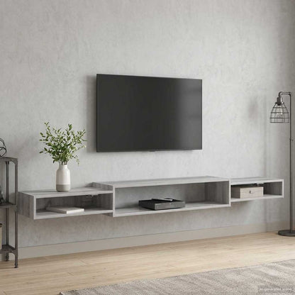 Nástěnná Tv Skříň Nástěnná Montáž Šedý Sonoma 220 X 28 X 21 Cm