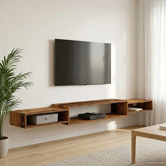 Nástěnná Tv Skříň Nástěnná Montáž Staré Dřevo 220 X 28 X 21 Cm
