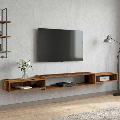 Nástěnná Tv Skříň Nástěnná Montáž Staré Dřevo 220 X 28 X 21 Cm