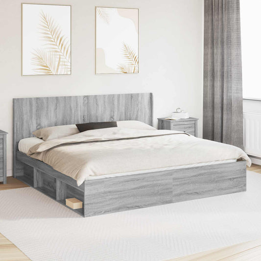 Čelo Postele Šedý Sonoma Kompozitní Dřevo