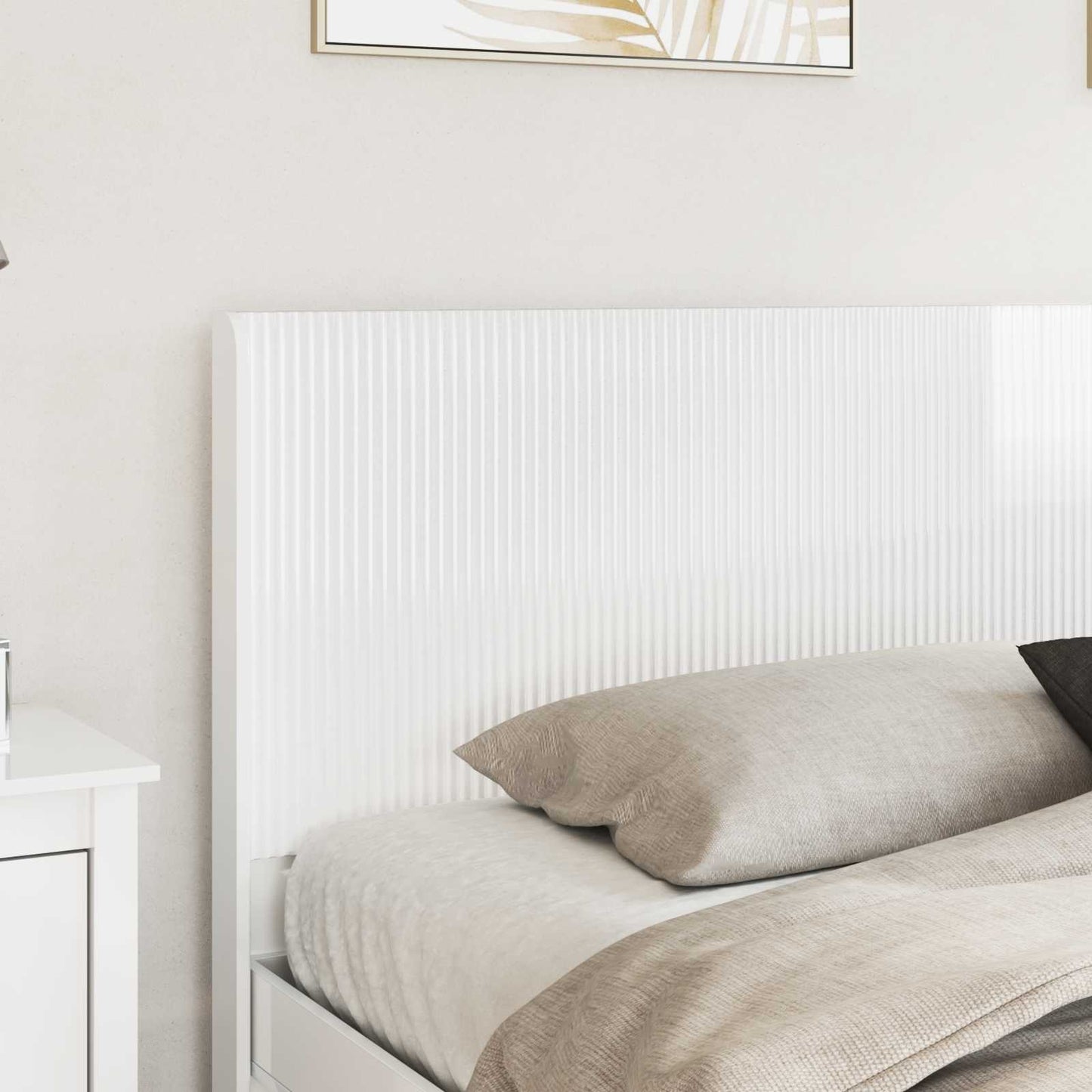 Čelo Postele Bílá S Vysokým Leskem Kompozitní Dřevo