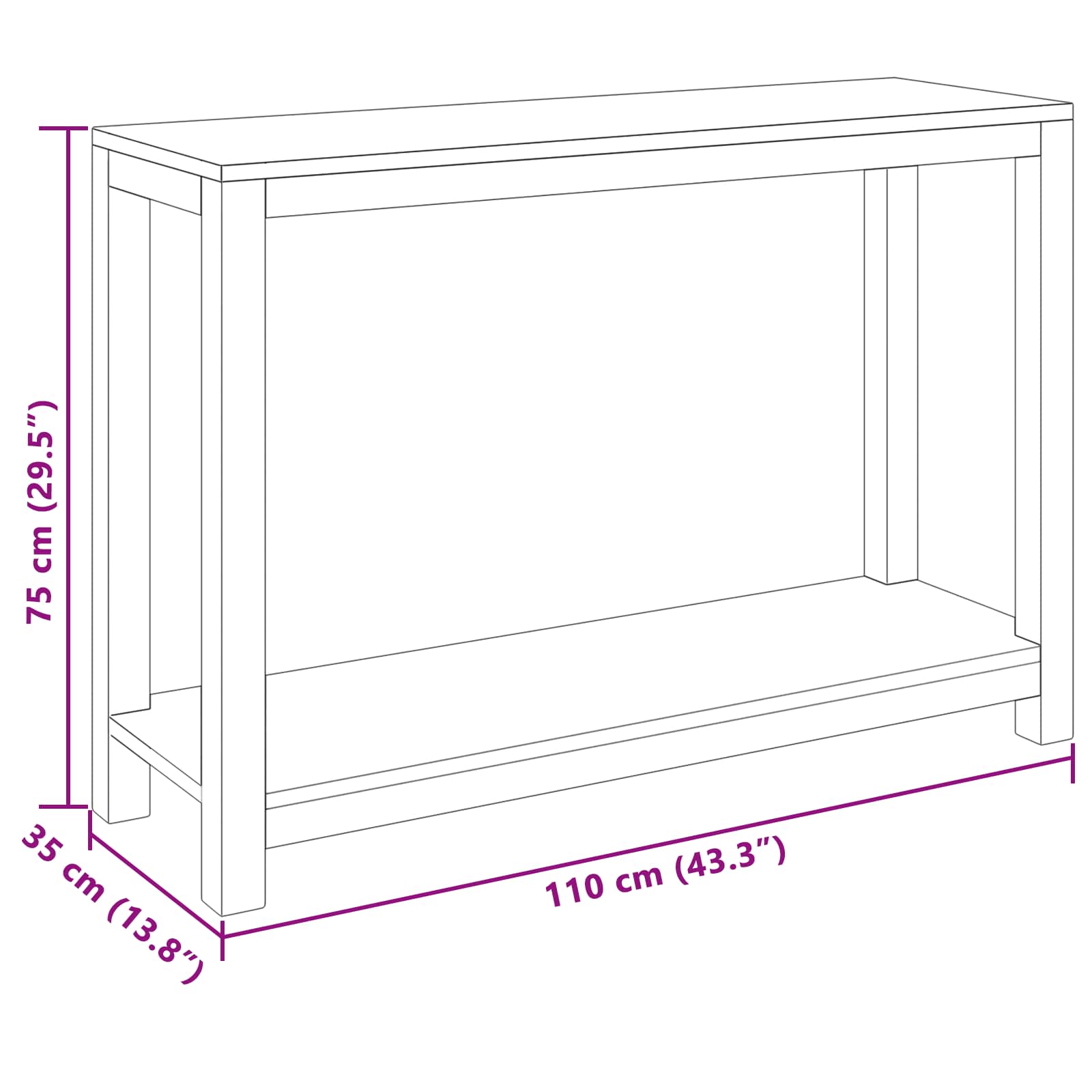 Konzolový Stolek Přírodní 110 X 35 X 75 Cm Pevné Teakové Dřevo