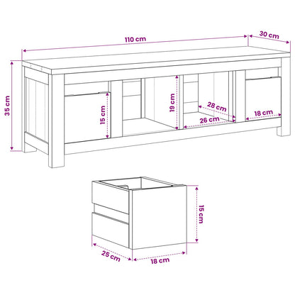 Televizní Skříň 110 X 30 X 35 Cm Přírodní Pevné Teakové Dřevo