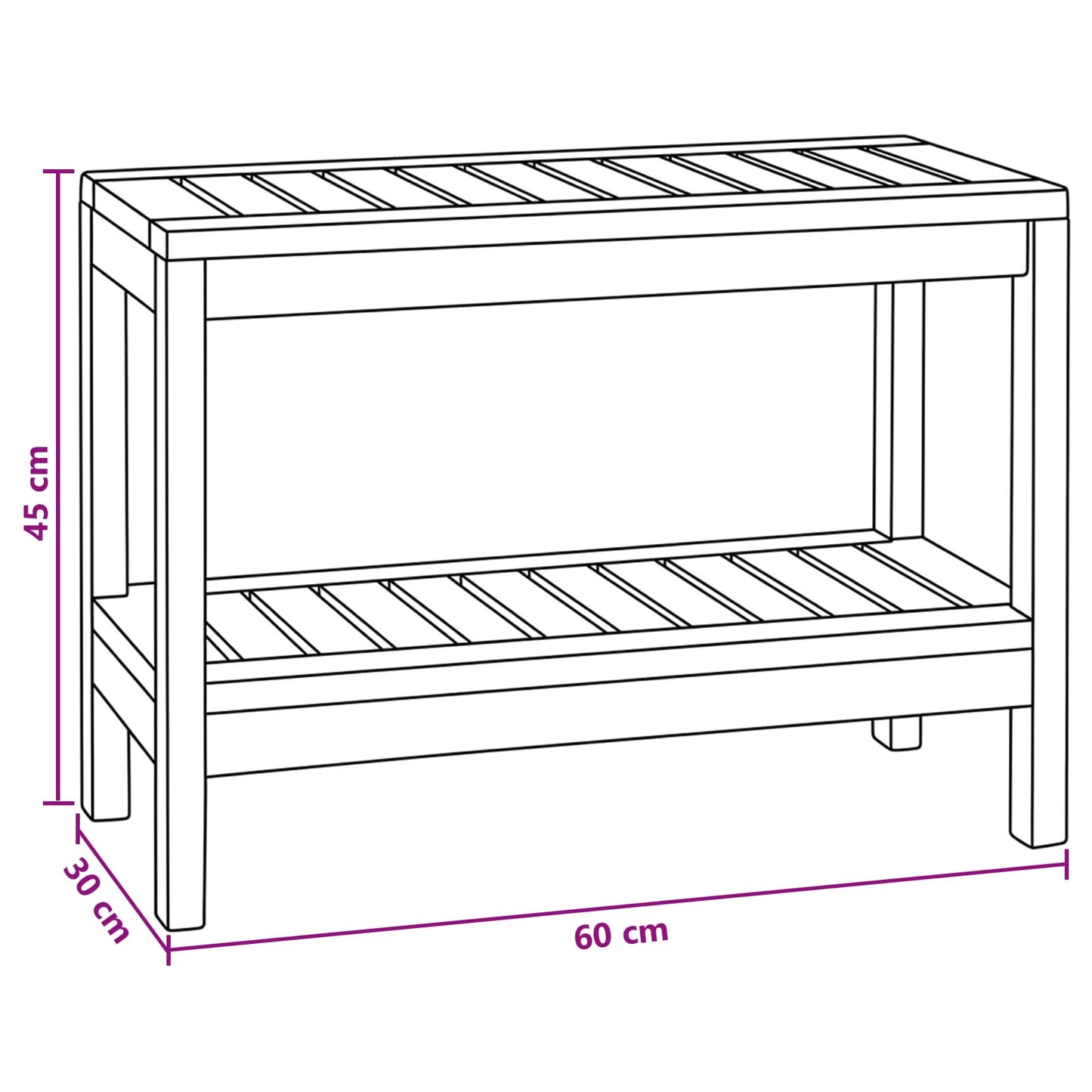 Koupelnová Boční Stolek S Úložištěm Přírodní 60 X 30 X 45 Cm