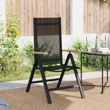 Polohovací Zahradní Židle 2 Ks Černý Textilen