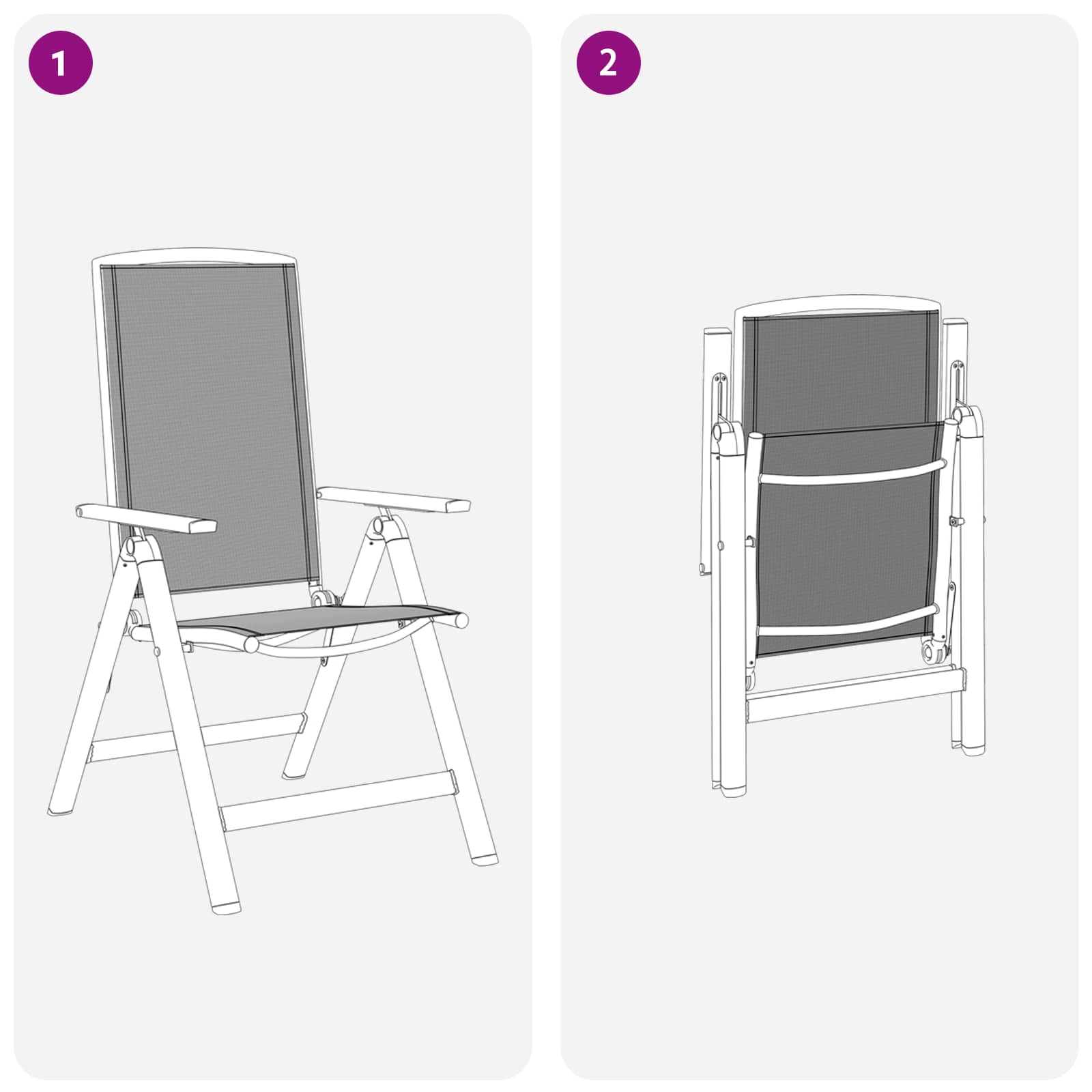Polohovací Zahradní Židle 2 Ks Černá Textilen