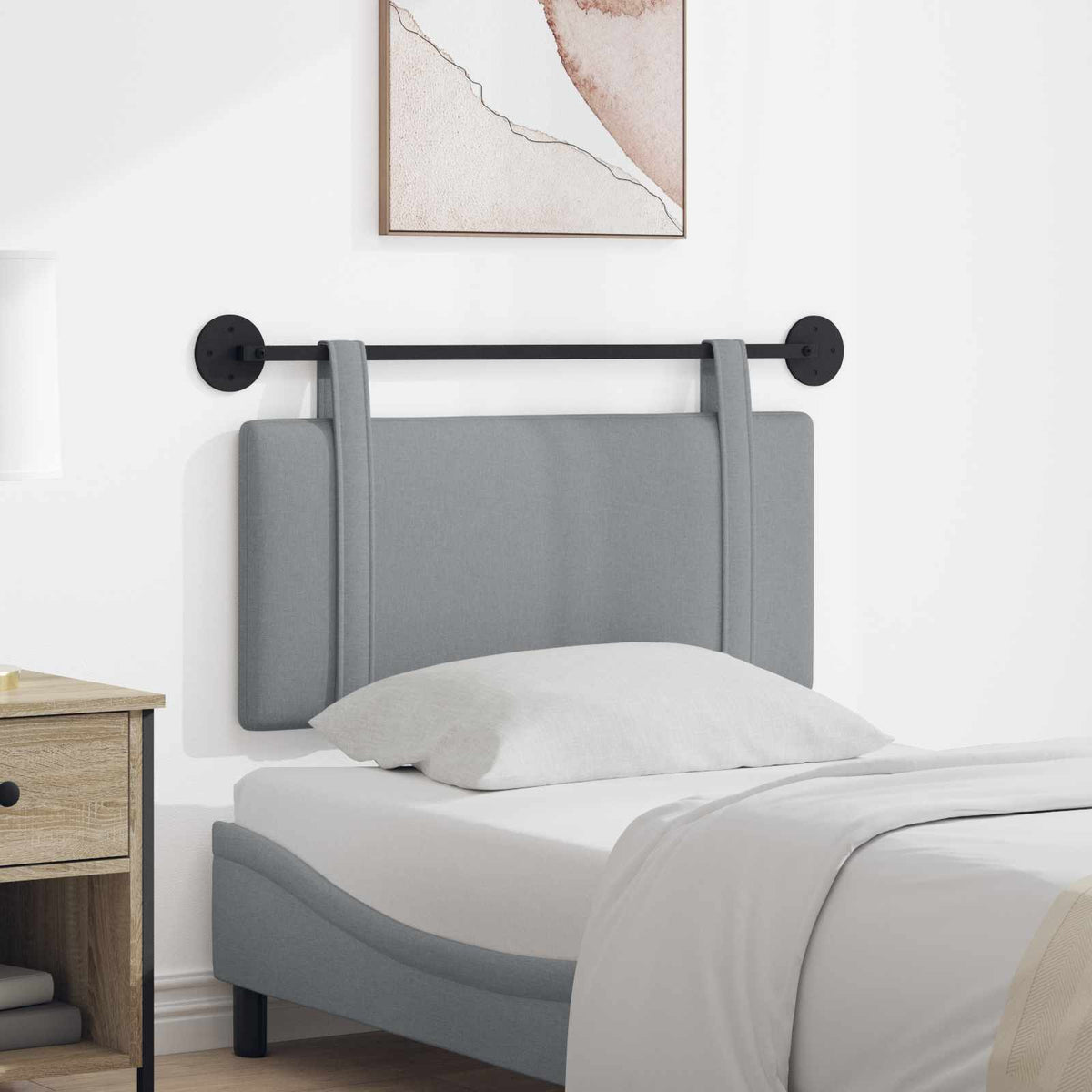 Závěsné Čelo Postele Oblačno Šedá Textil
