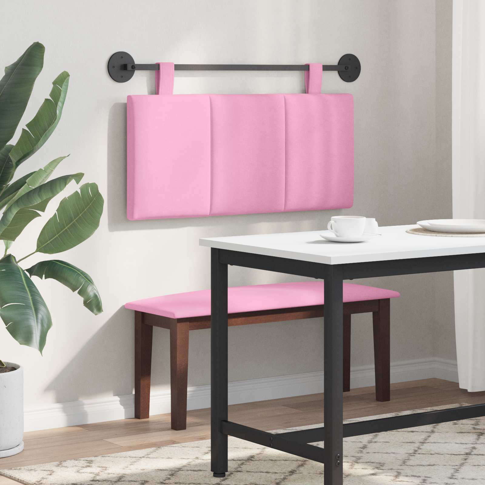 Závěsné Čelo Postele Růžová Textil