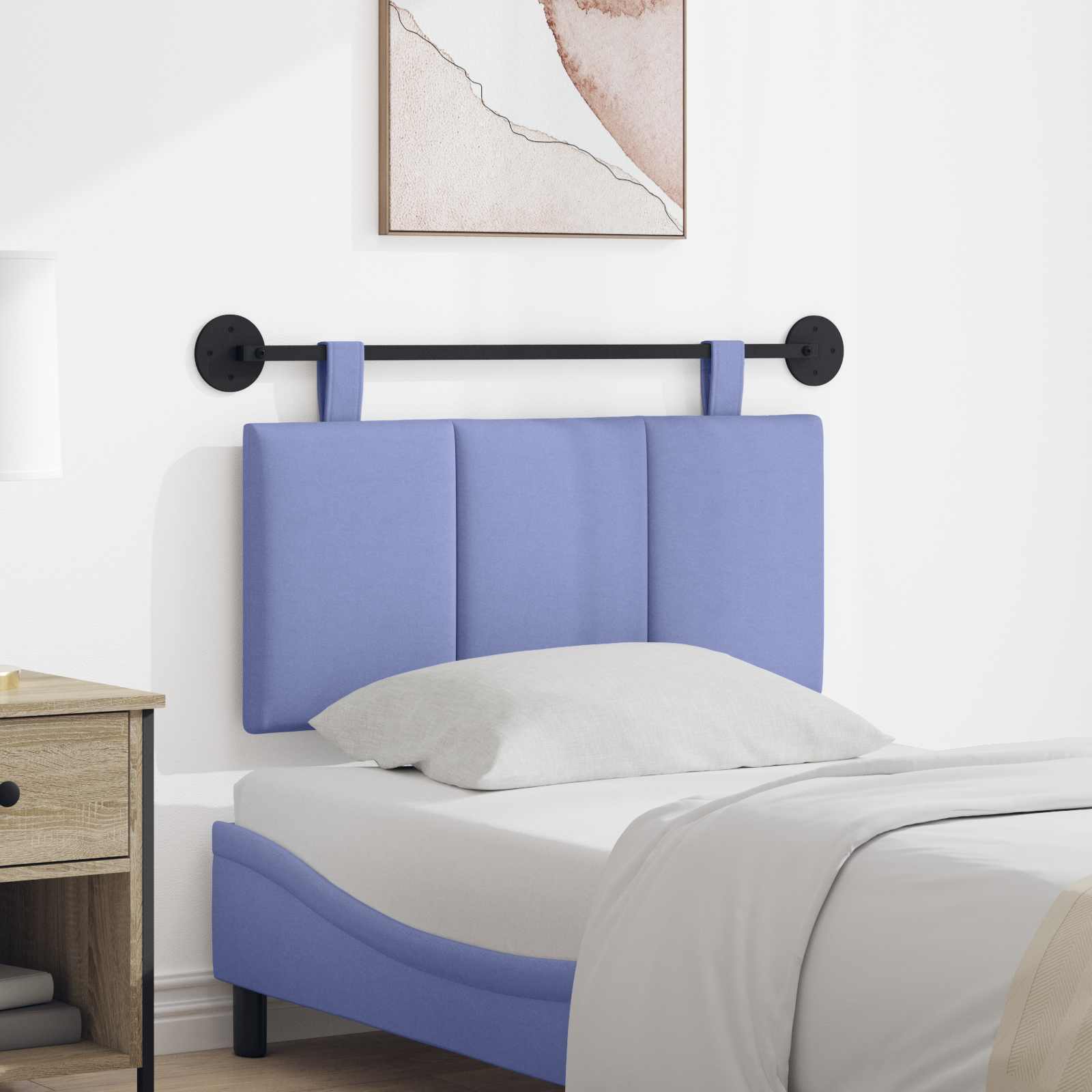Závěsné Čelo Postele Modrá Džínovina Textil