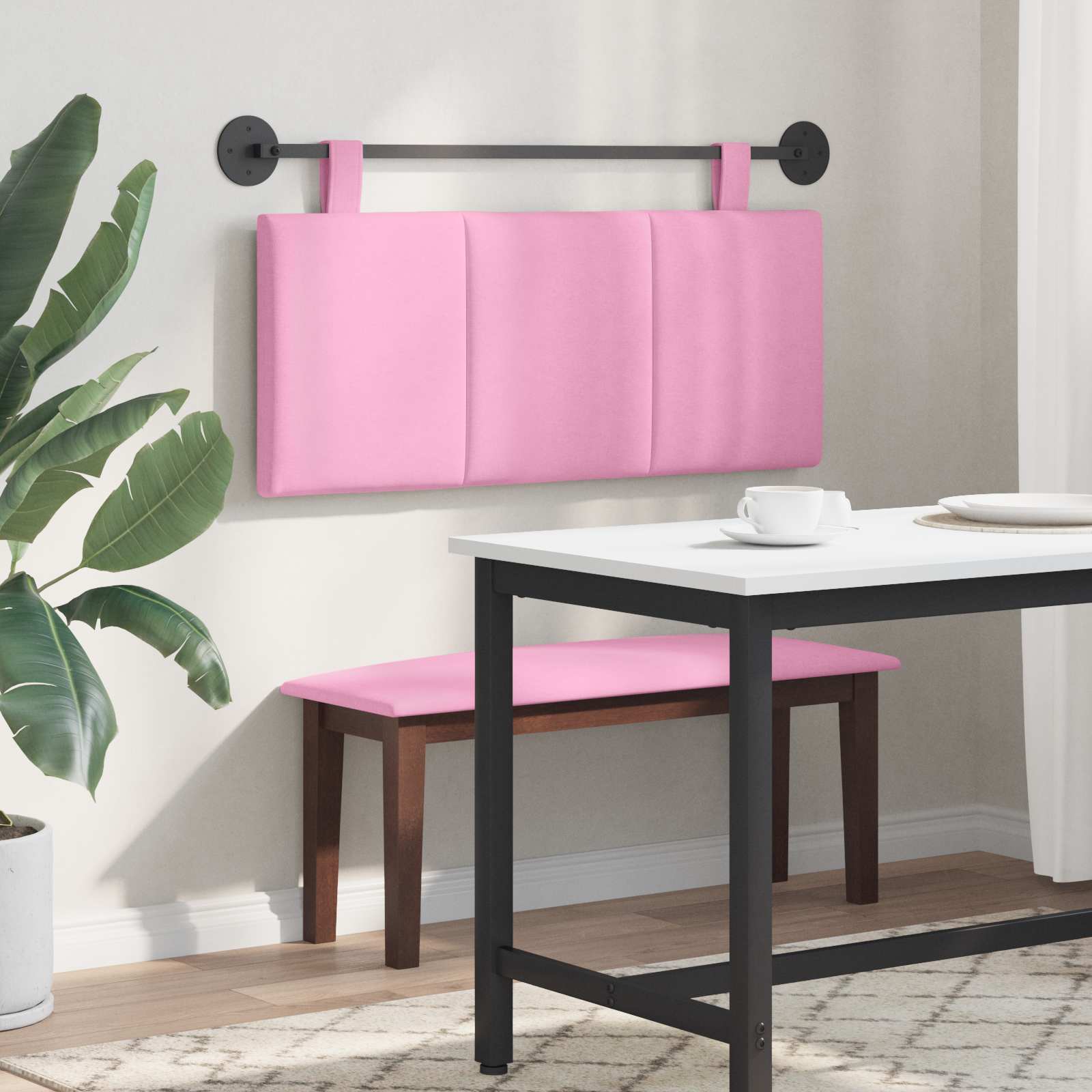 Závěsné Čelo Postele Růžová Textil