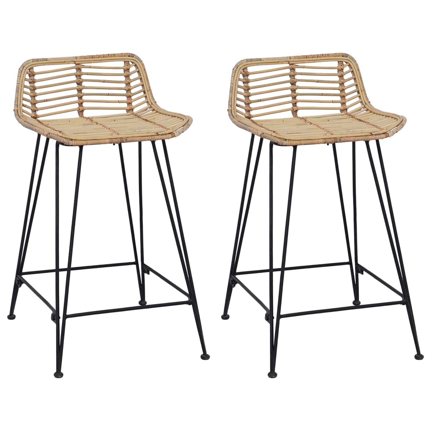 Barová Stolička 2 Pcs Přírodní 44 X 45 X 76 Cm Ratan A Ocel