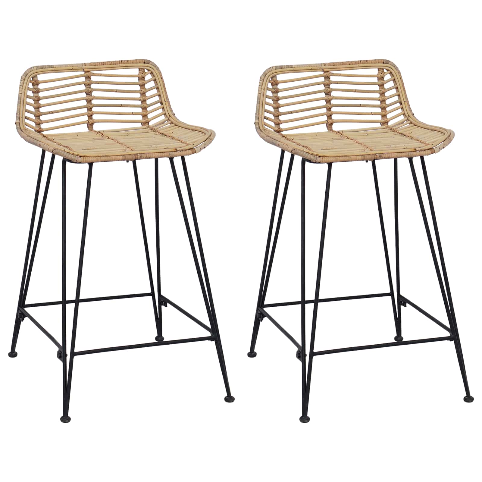 Barová Stolička 2 Pcs Přírodní 44 X 45 X 76 Cm Ratan A Ocel