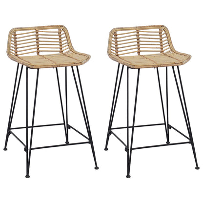 Barová Stolička 2 Pcs Přírodní 44 X 45 X 76 Cm Ratan A Ocel