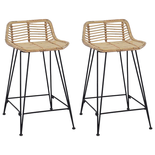 Barová Stolička 2 Pcs Přírodní 44 X 45 X 76 Cm Ratan A Ocel