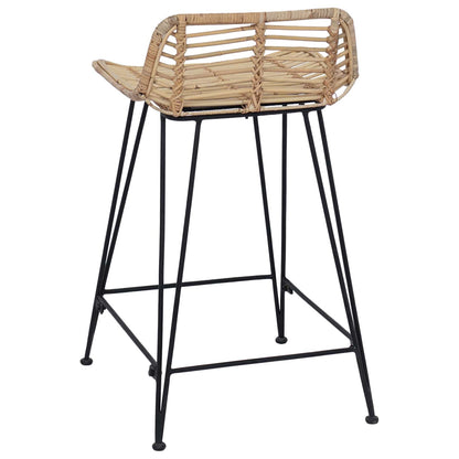 Barová Stolička 2 Pcs Přírodní 44 X 45 X 76 Cm Ratan A Ocel