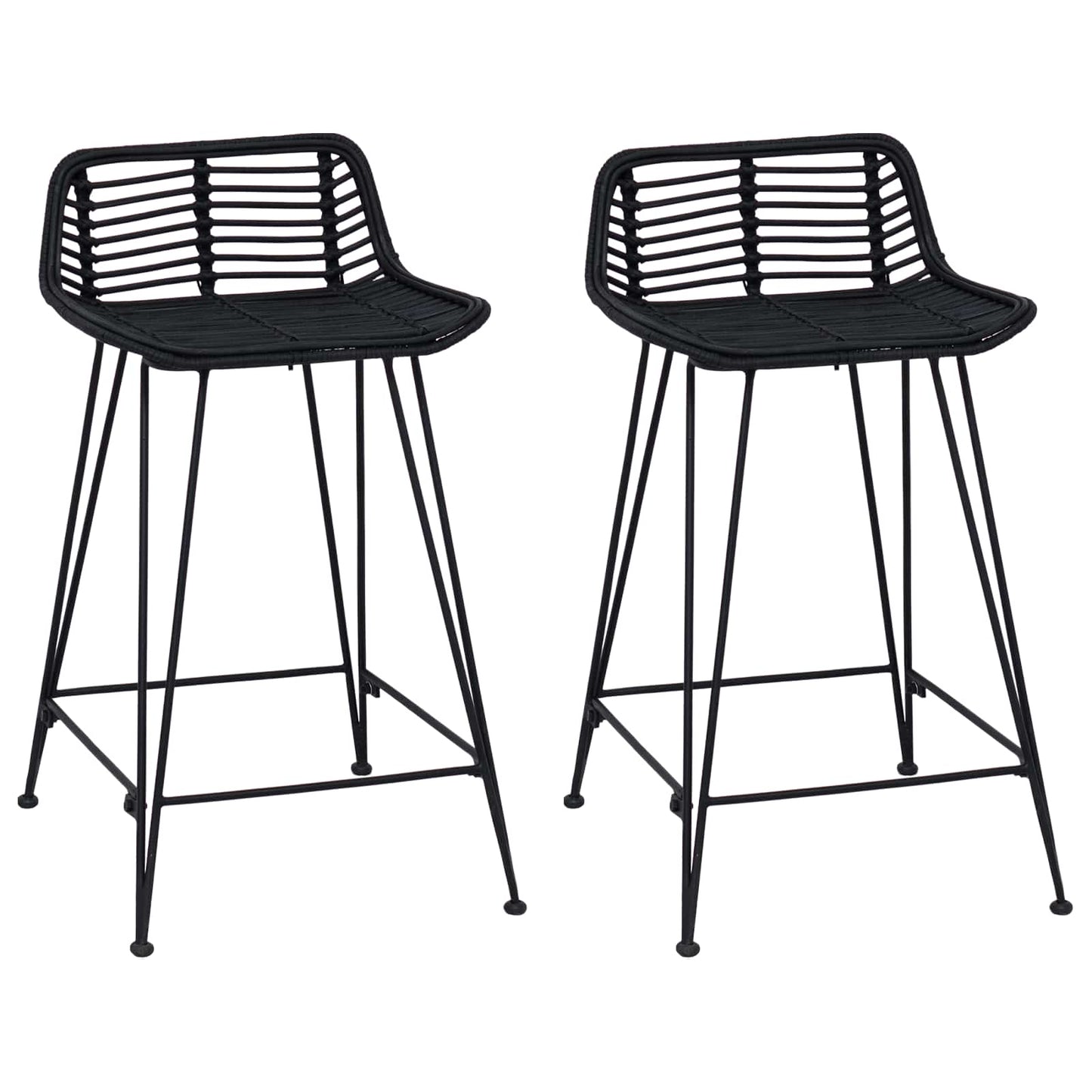 Barová Stolička 2 Pcs Černá 44 X 45 X 76 Cm Ratan A Ocel