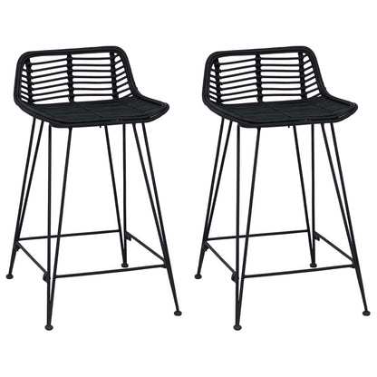 Barová Stolička 2 Pcs Černá 44 X 45 X 76 Cm Ratan A Ocel