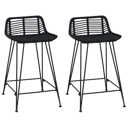 Barová Stolička 2 Pcs Černá 44 X 45 X 76 Cm Ratan A Ocel