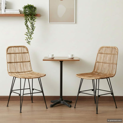 Jídelní Židle 2 Pcs Přírodní 41 X 55 X 85 Cm Ratan A Ocel