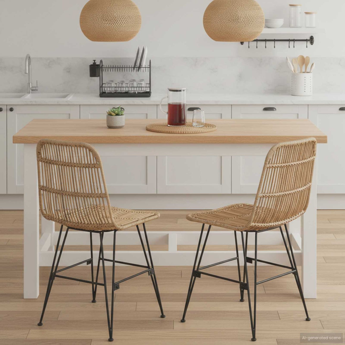 Jídelní Židle 2 Pcs Přírodní 41 X 55 X 85 Cm Ratan A Ocel