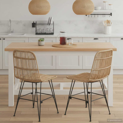 Jídelní Židle 2 Pcs Přírodní 41 X 55 X 85 Cm Ratan A Ocel