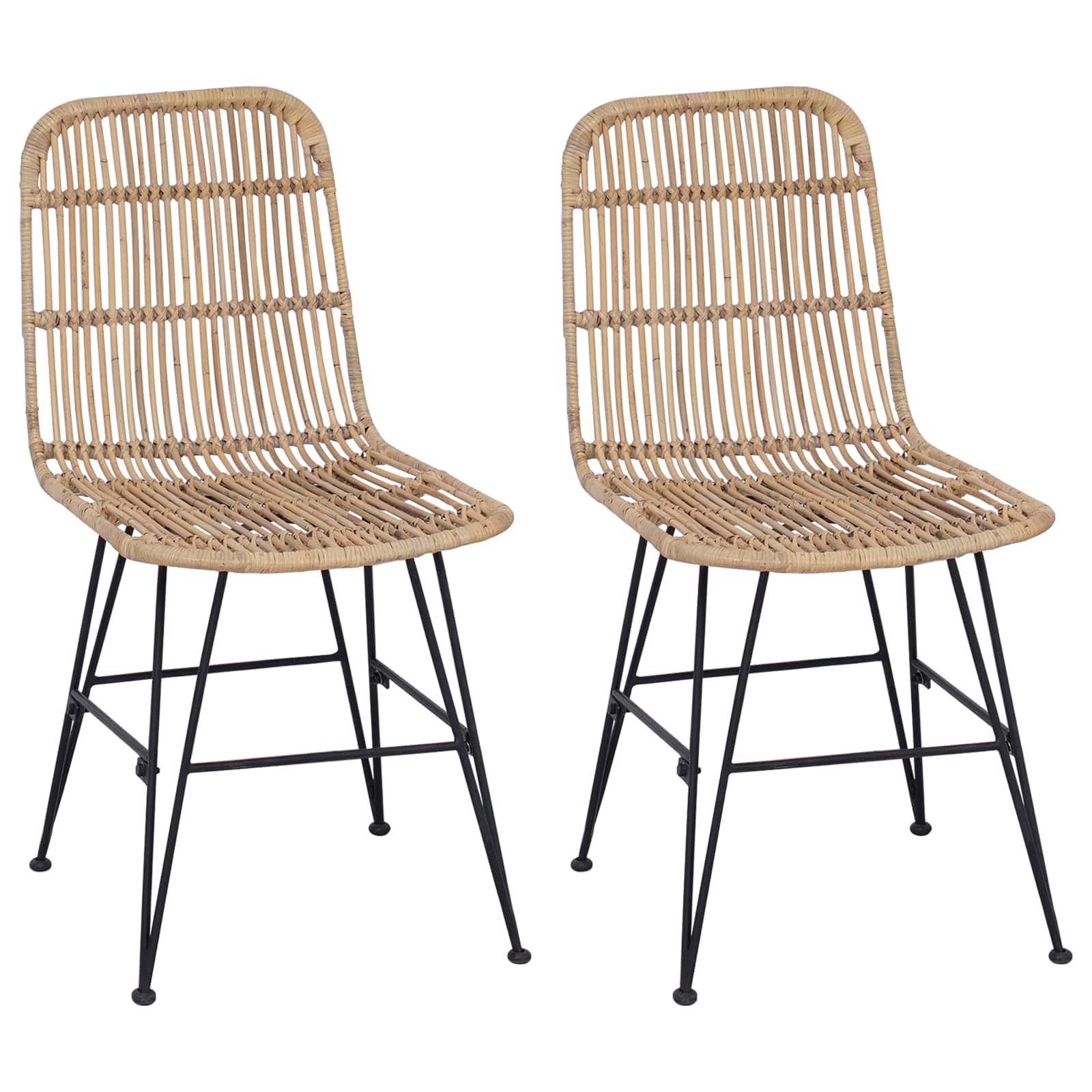 Jídelní Židle 2 Pcs Přírodní 41 X 55 X 85 Cm Ratan A Ocel