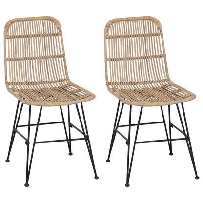 Jídelní Židle 2 Pcs Přírodní 41 X 55 X 85 Cm Ratan A Ocel