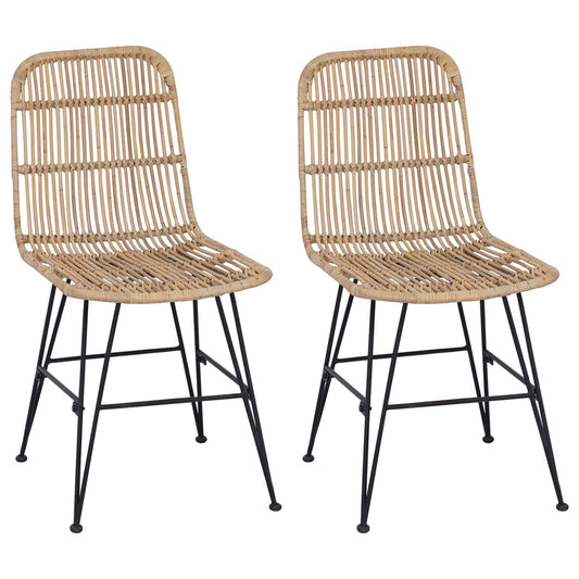 Jídelní Židle 2 Pcs Přírodní 41 X 55 X 85 Cm Ratan A Ocel