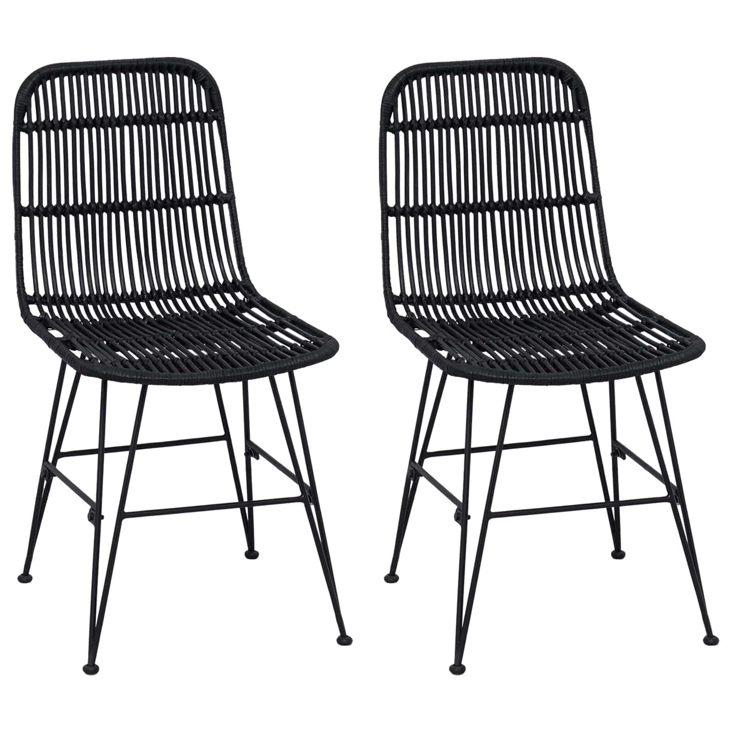 Jídelní Židle 2 Pcs Černá 41 X 55 X 85 Cm Ratan A Ocel