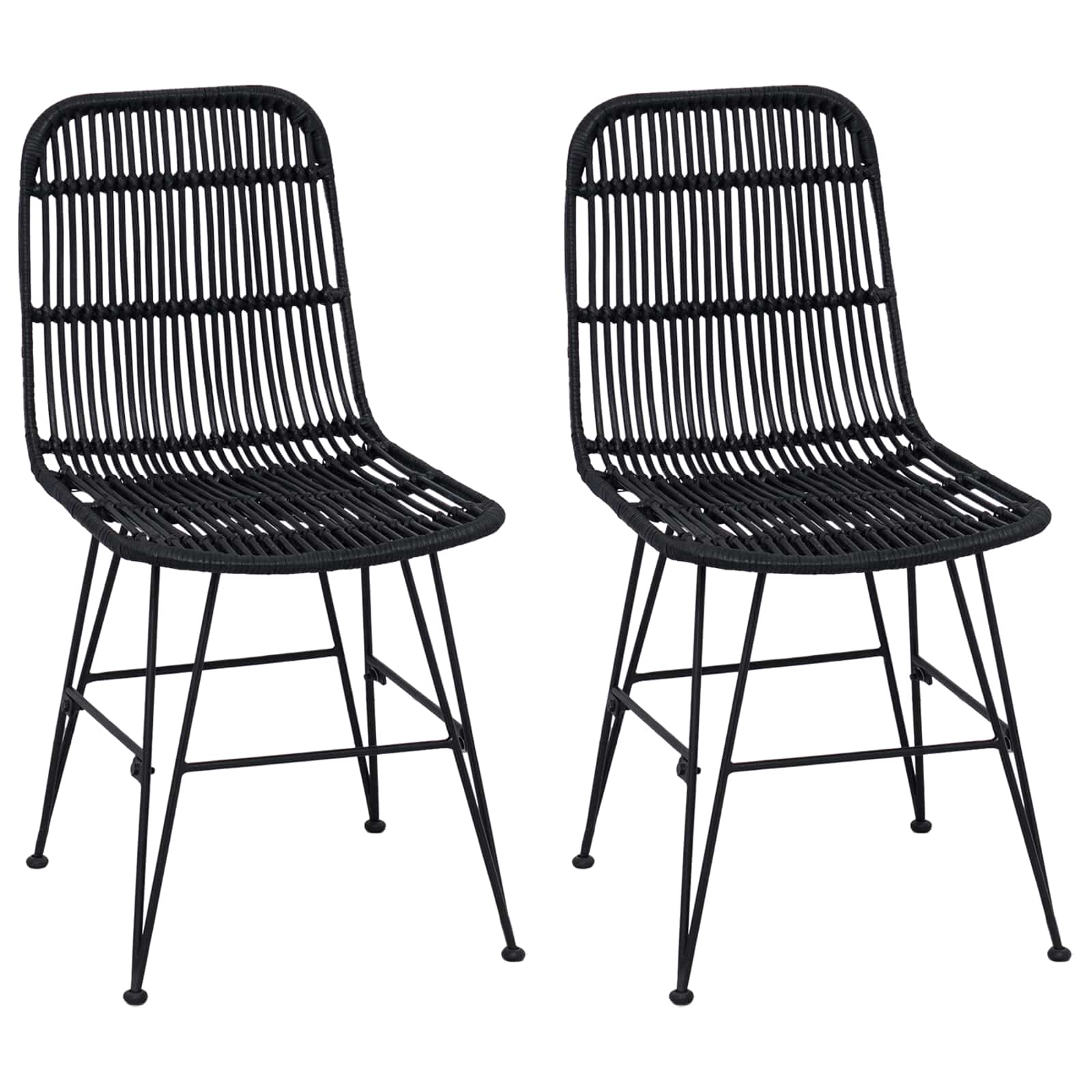 Jídelní Židle 2 Pcs Černá 41 X 55 X 85 Cm Ratan A Ocel