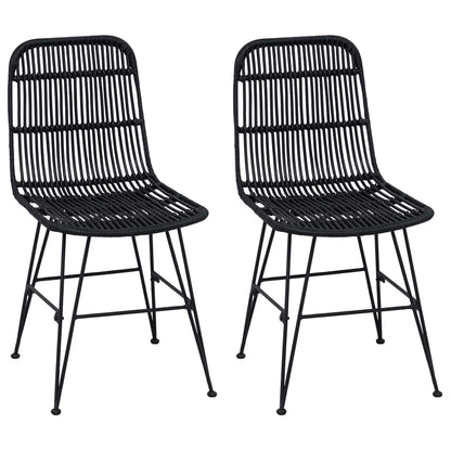 Jídelní Židle 2 Pcs Černá 41 X 55 X 85 Cm Ratan A Ocel