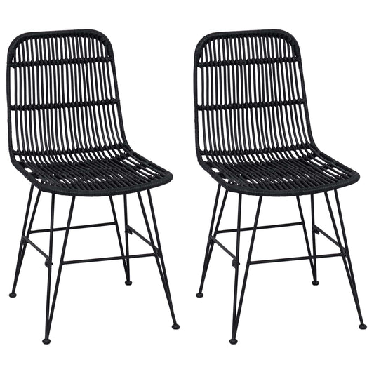 Jídelní Židle 2 Pcs Černá 41 X 55 X 85 Cm Ratan A Ocel