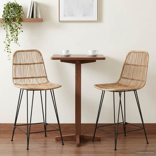 Barová Stolička 2 Pcs Přírodní 44 X 54 X 96 Cm Ratan A Ocel