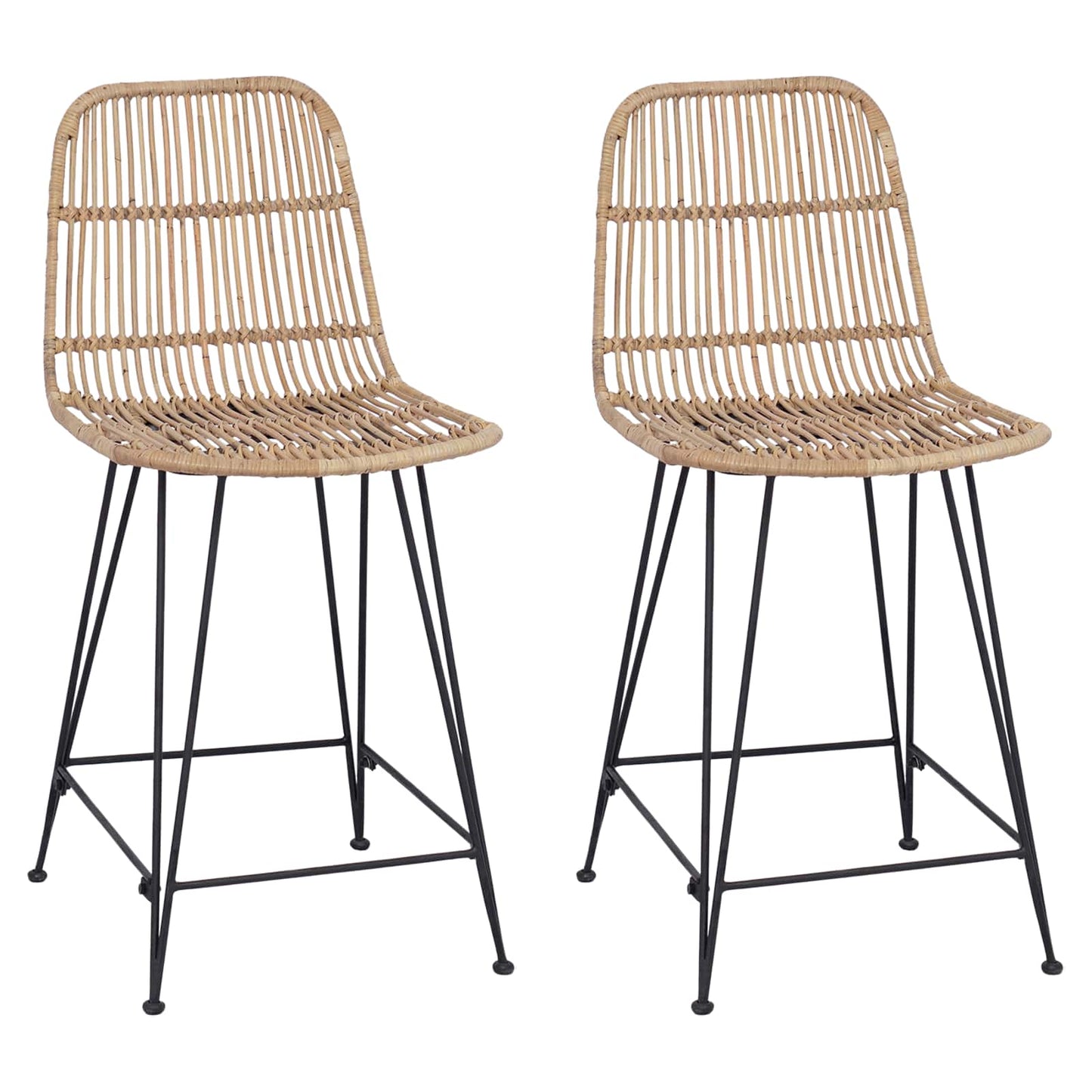 Barová Stolička 2 Pcs Přírodní 44 X 54 X 96 Cm Ratan A Ocel
