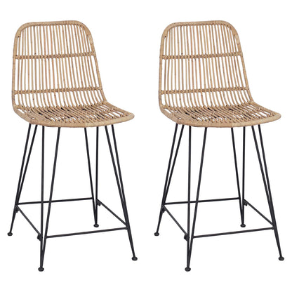 Barová Stolička 2 Pcs Přírodní 44 X 54 X 96 Cm Ratan A Ocel