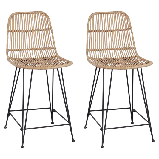 Barová Stolička 2 Pcs Přírodní 44 X 54 X 96 Cm Ratan A Ocel