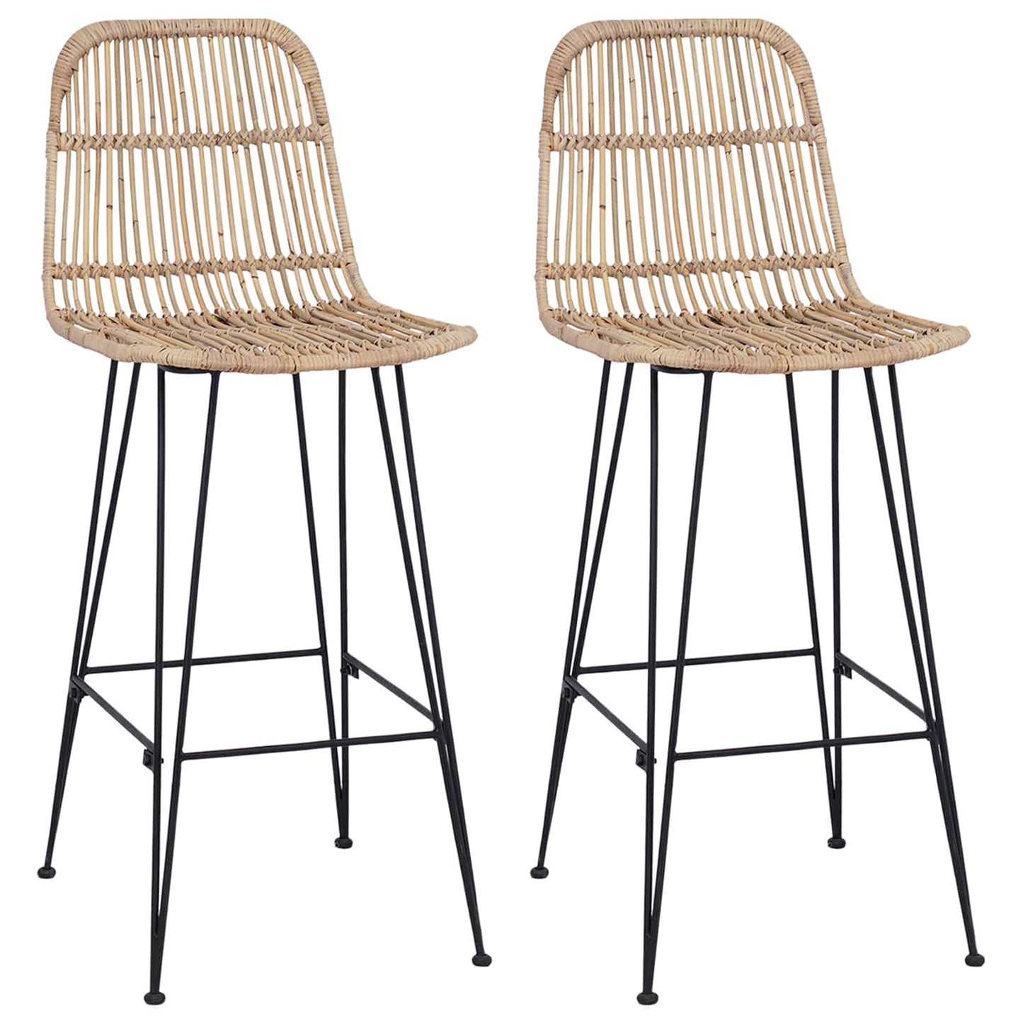 Barová Stolička 2 Pcs Přírodní 44 X 55 X 109 Cm Ratan A Ocel