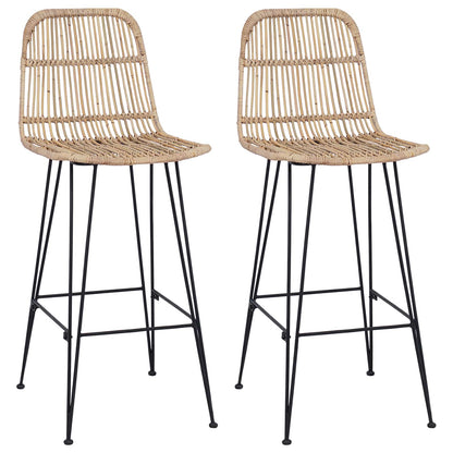 Barová Stolička 2 Pcs Přírodní 44 X 55 X 109 Cm Ratan A Ocel