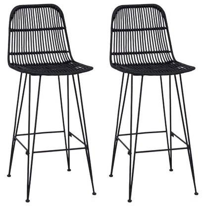 Barová Stolička 2 Pcs Černá 44 X 55 X 109 Cm Ratan A Ocel