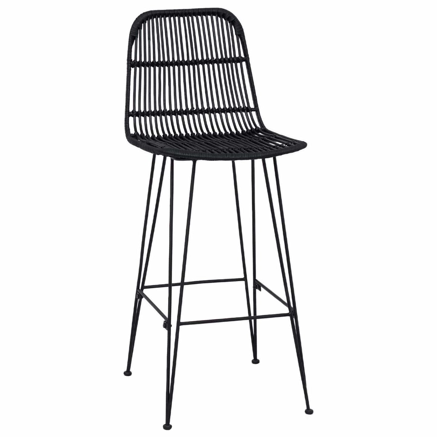 Barová Stolička 2 Pcs Černá 44 X 55 X 109 Cm Ratan A Ocel