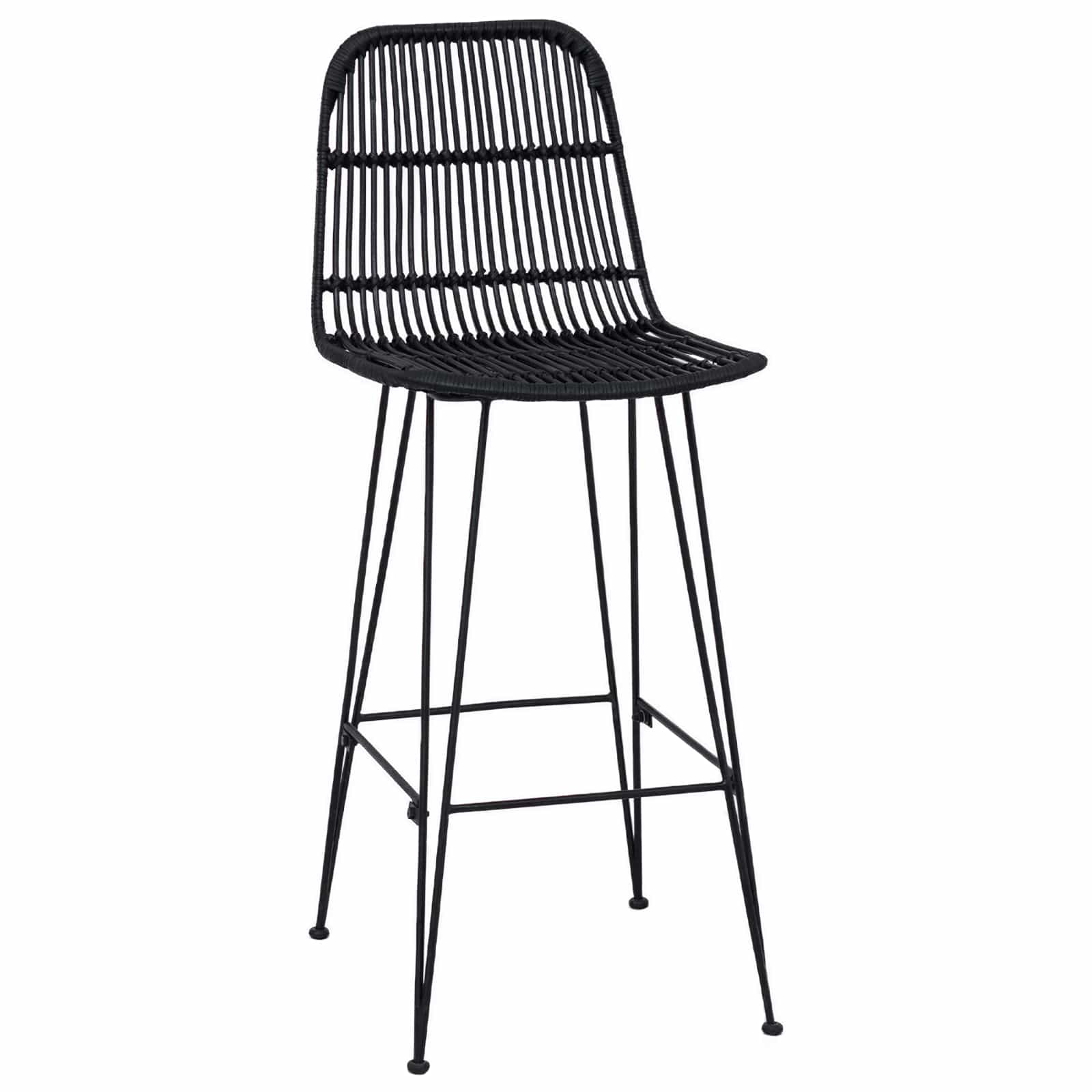 Barová Stolička 2 Pcs Černá 44 X 55 X 109 Cm Ratan A Ocel