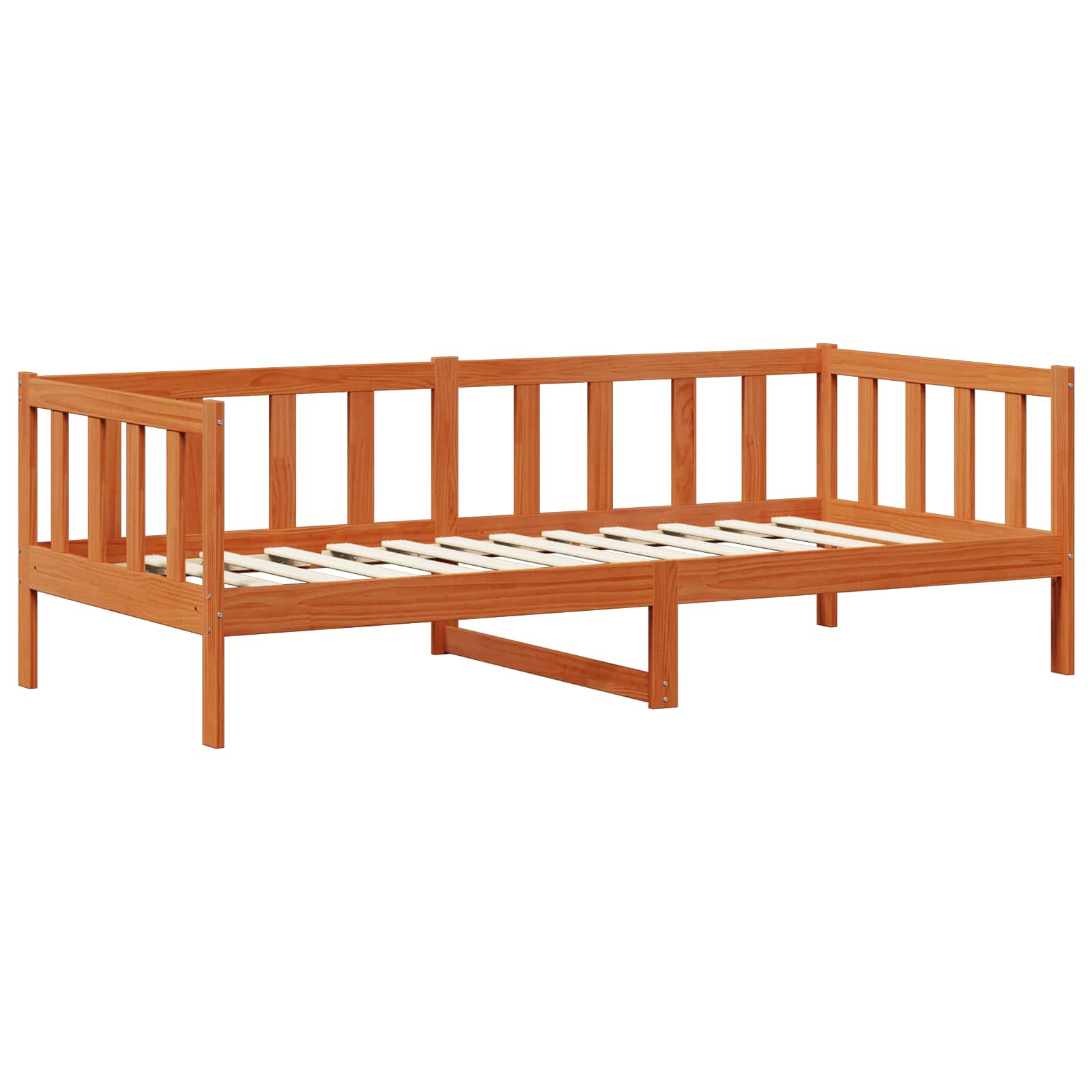 Denní Postel S Matrací S Čelo Voskově Hnědá A Bílá 90 X 200 Cm