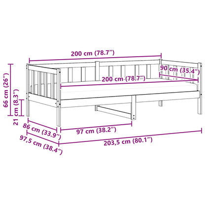 Denní Postel S Matrací S Čelo Voskově Hnědá A Bílá 90 X 200 Cm
