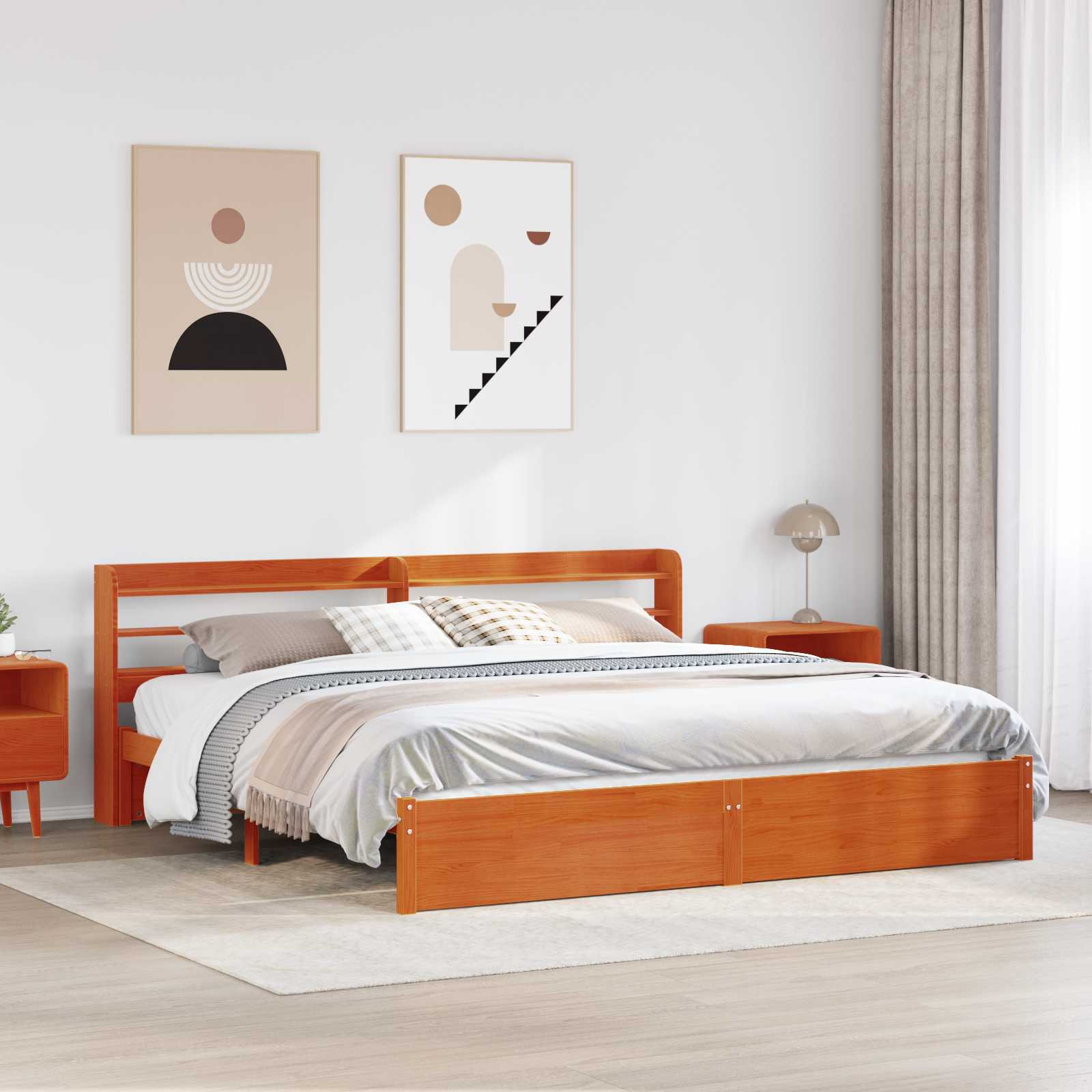 Rám Postele Voskově Hnědá 200 X 200 Cm Masivní Borovicové Dřevo
