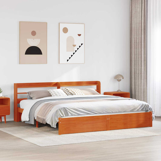 Rám Postele Voskově Hnědá 200 X 200 Cm Masivní Borovicové Dřevo
