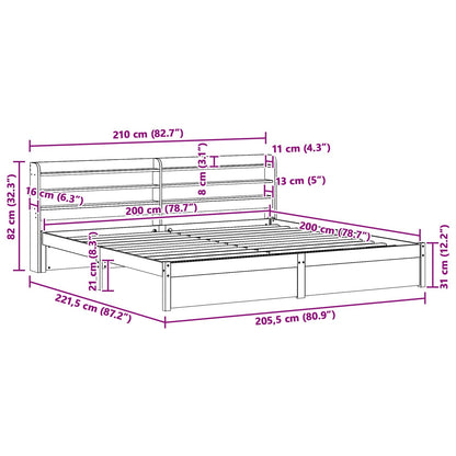 Rám Postele Voskově Hnědá 200 X 200 Cm Masivní Borovicové Dřevo